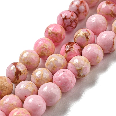 Synthetic Imperial Jasper Dyed Beads Strands G-D077-A01-01F-1