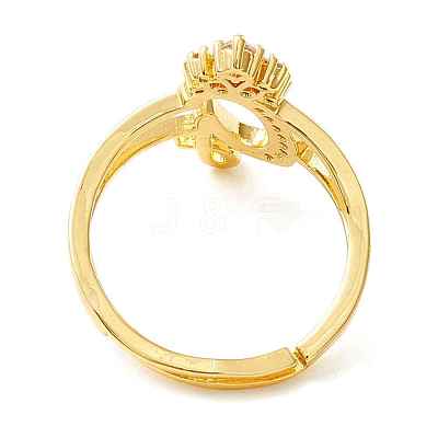 Clear Cubic Zirconia Initial Letter with Crown Adjustable Ring RJEW-M139-17G-1