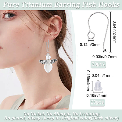 20Pcs Titanium Earring Hooks FIND-BBC0005-23-1