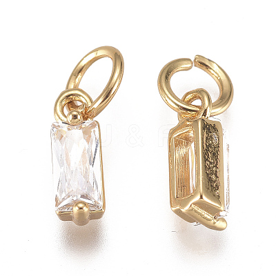 Brass Micro Pave Cubic Zirconia Charms ZIRC-F111-03G-06-1