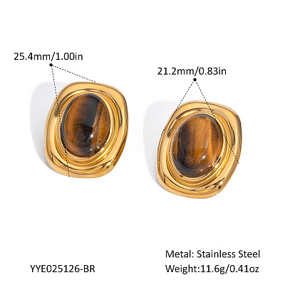 Stainless Steel Oval Stud Earrings PW6758-2-1