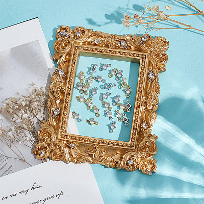 40Pcs 2 Colors Rack Plating Brass Pave Clear Cubic Zirconia Links FIND-HY0003-91-1