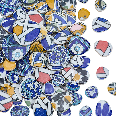 500G 4 Colors Mosaic Tiles Porcelain Cabochons DIY-SP0007-87-1