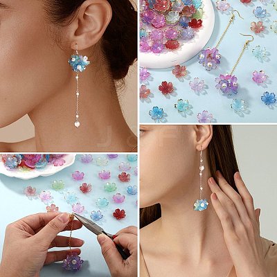 210Pcs 6 Colors Acrylic Bead Caps OACR-SZ0001-47-1