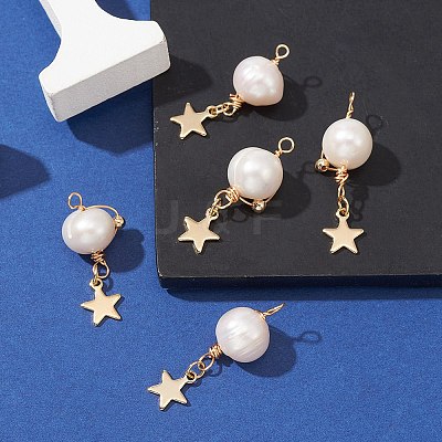 Natural Cultured Freshwater Pearl Copper Wire Wrapped Pendants PALLOY-YW0001-40-1