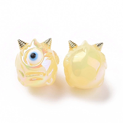 UV Plating Rainbow Iridescent Acrylic Beads OACR-A018-03B-1