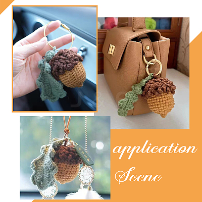 Crochet Woolen Yarn Acorns Pendant Decorations HJEW-WH0007-15-1