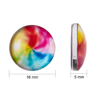 Mosaic Printed Glass Half Round/Dome Cabochons X-GGLA-N004-16mm-G-1