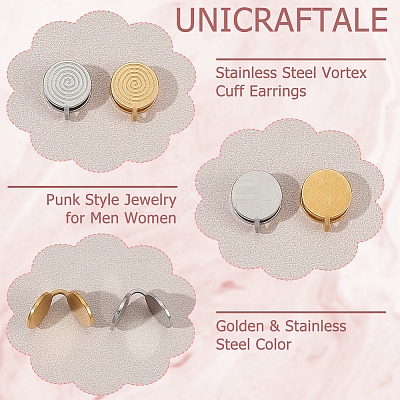12Pcs 2 Colors 304 Stainless Steel Vortex Cuff Earrings EJEW-UN0002-54-1