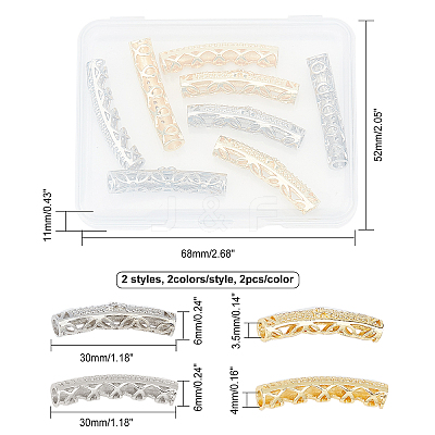 8Pcs 4 Style Brass Micro Pave Cubic Zirconia Beads ZIRC-CA0001-08-1