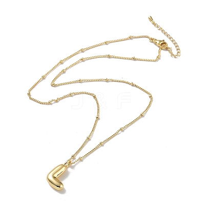 Initial Letter Brass Pendant Necklace NJEW-A015-21G-L-1