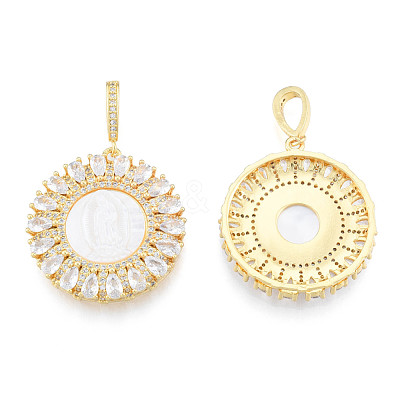 Brass Micro Pave Clear Cubic Zirconia Pendants KK-N227-131-1
