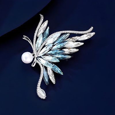 Butterfly Alloy Rhinestone Brooches for Backpack Clothes PW-WGFD049-01-1