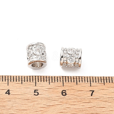 Column Brass Micro Pave Clear Cubic Zirconia European Beads KK-L237-017P-1