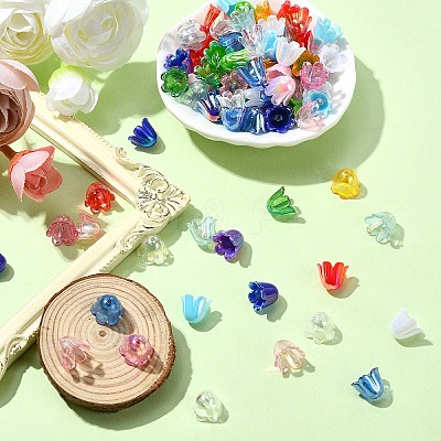 15 Styles UV Plating & Opaque Iridescent Acrylic Bead Caps MACR-YW0003-08-1