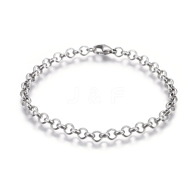 Tarnish Resistant 304 Stainless Steel Rolo Chain Bracelets BJEW-L634-03A-P-1