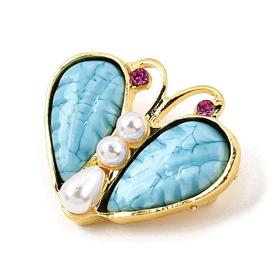 Butterfly Alloy Resin Lapel Pin Brooches for Clothes RB-CBAFC3E-02G-1
