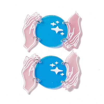 Opaque Acrylic with Iron Rings Big Pendants SACR-G023-B08-1