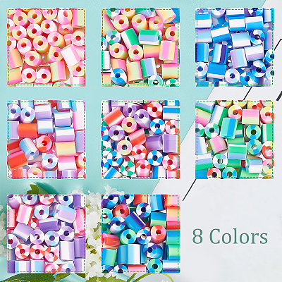 80G 8 Colors Handmade Polymer Clay Beads CLAY-PH0001-72-1