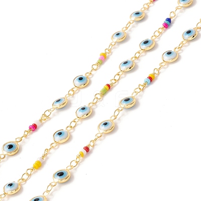 3.28 Feet Handmade Brass Enamel Link Chains X-CHC-C022-06G-1