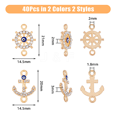 40Pcs 4 Styles Nautical Theme Alloy Evil Eye Enamel Connector Charms FIND-DC0004-26-1