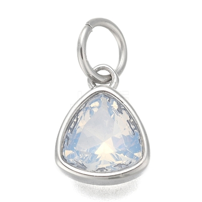 304 Stainless Steel Cubic Zirconia Pendant ZIRC-P080-B05-1
