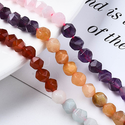 Chakra Theme Natural Tiger Eye & Rose Quartz & Amethyst & Topaz Jade & Red Agate & Amazonite & Sodalite Beads Strands G-S376-002A-1