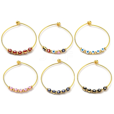 Evil Eye Enamel Beaded Bangles BJEW-G675-04G-1