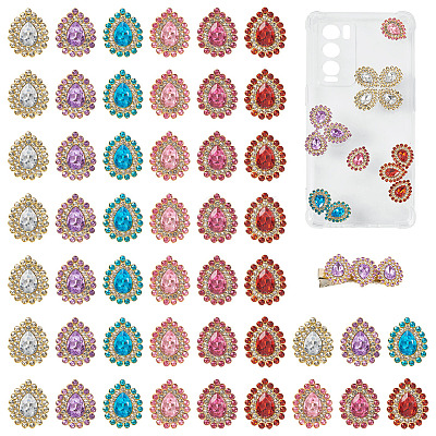 90Pcs 6 Colors Alloy Glass Cabochons FIND-TA0007-91-1