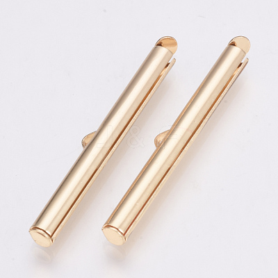 Brass Slide On End Clasp Tubes X-KK-Q747-11I-KC-1