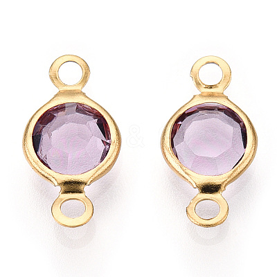 304 Stainless Steel with Glass Connector Charms STAS-G305-08G-09-1