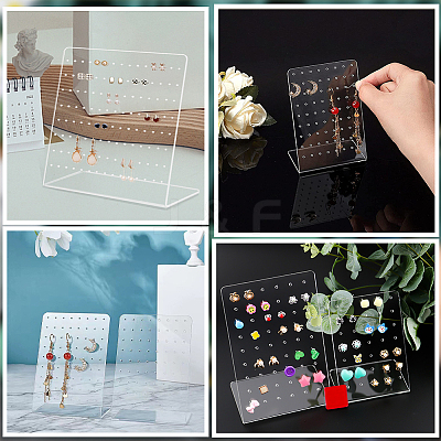 6Pcs Organic Glass Slant Back Jewelry Display Stands ODIS-CP0001-05-1