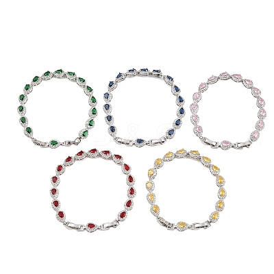 Platinum Tone Brass Micro Pave Cubic Zirconia Tennis Bracelets BJEW-B160-05P-1