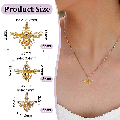 6Pcs 3 Styles Rack Plating Brass Pendants KK-GO0002-34-1