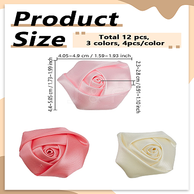 12Pcs 3 Colors Polyester and Felt Flower Hairpin Accessories DIY-LP0005-94-1