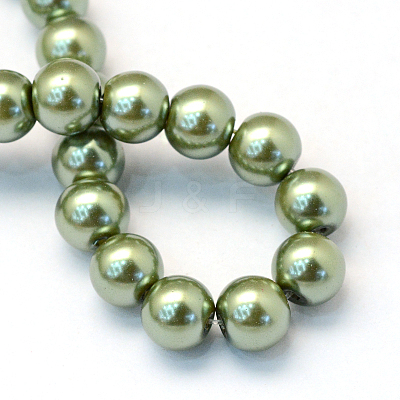 Baking Paint Pearlized Glass Pearl Round Bead Strands X-HY-Q003-4mm-49-1