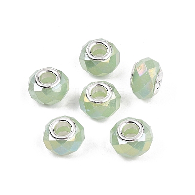 Imitation Jade Glass European Beads GPDL-N004-B14mm-A02-1