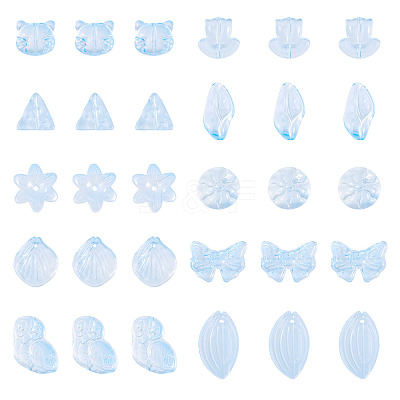 64Pcs Gradient Color Transparent Glass Beads GLAA-TA0003-48B-1