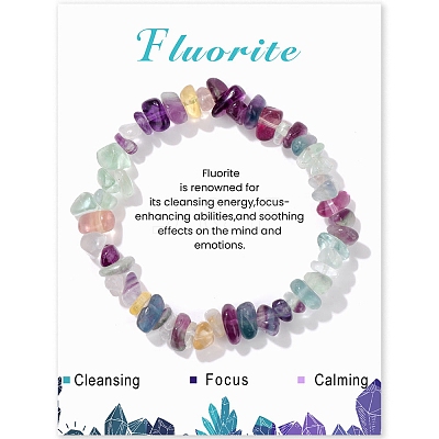 Natural Fluorite Chips Beaded Stretch Bracelets PW-WG309C1-13-1