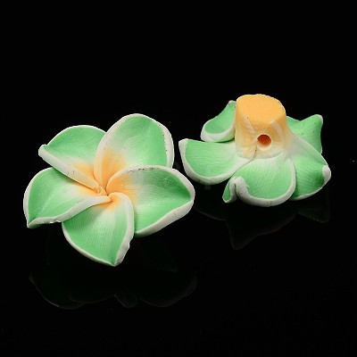 Handmade Polymer Clay 3D Flower Plumeria Beads X-CLAY-Q192-15mm-M-1