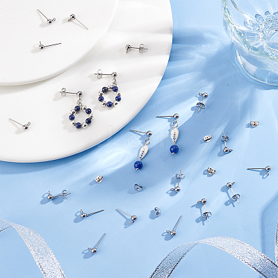 304 Stainless Steel Ball Post Stud Earring Findings STAS-UN0001-76P-1