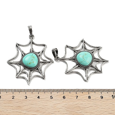 Synthetic Turquoise Spider Web Pendants G-Q163-09AS-01-1