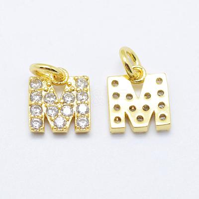 Brass Micro Pave Grade AAA Cubic Zirconia Charms ZIRC-P067-11G-M-NR-1