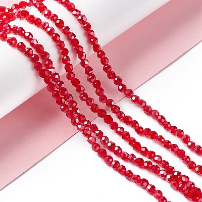 Faceted(32 Facets) Electroplate Glass Bead Strands X-EGLA-R015-4mm-20-1
