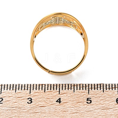 304 Stainless Steel Star of David Adjustable Ring RJEW-P037-05G-1