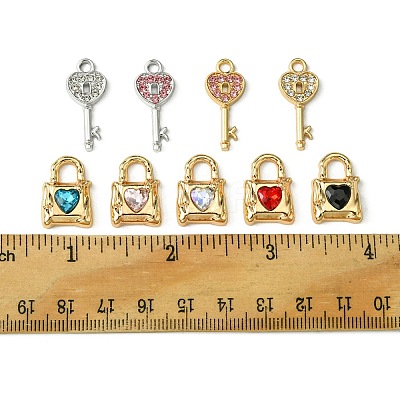 12Pcs 5 Styles Alloy Rhinestone Pendants FIND-FS0002-08-1