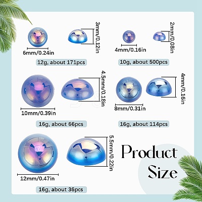 70G 5 Styles ABS Plastic Imitation Pearl Cabochons OACR-SC0001-45E-1