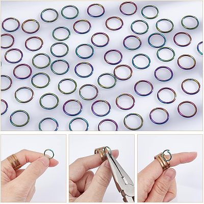 60Pcs Ion Plating(IP) 304 Stainless Steel Open Jump Rings STAS-CA0001-72-1