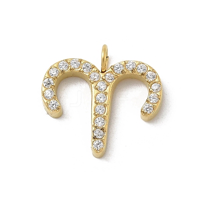 Ion Plating(IP) 304 Stainless Steel Micro Pave Cubic Zirconia Charms STAS-Z107-09G-02-1
