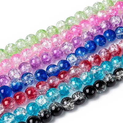 Baking Paint Crackle Glass Bead Strands CCG-S001-8mm-M-1